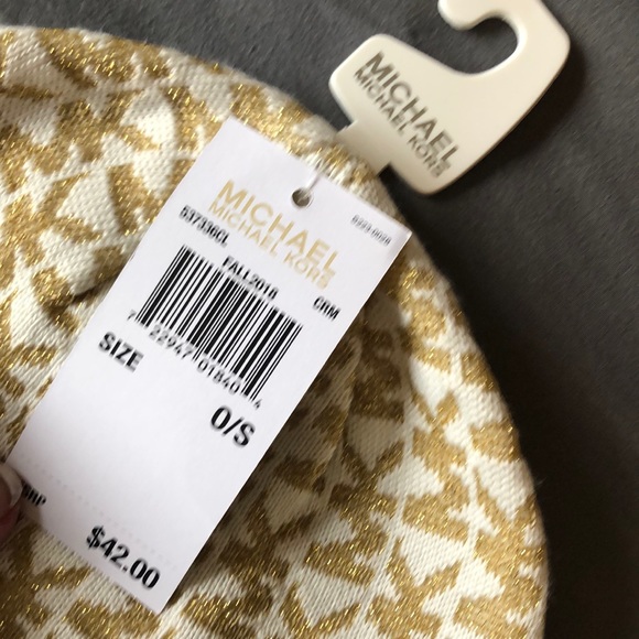 NWT Michael Kors gold and cream beanie - Picture 3 of 5